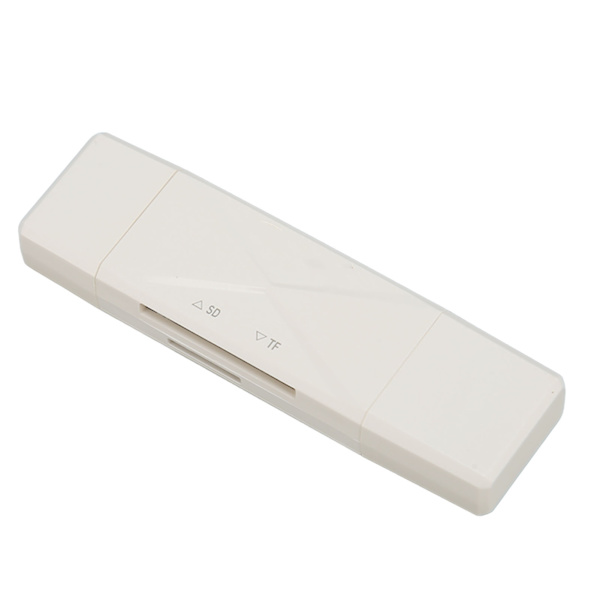 3-i-1 USB minneskortläsare USB C USB 3.0 MICRO USB Portabel minneskortläsare med 3 kontakter Vit