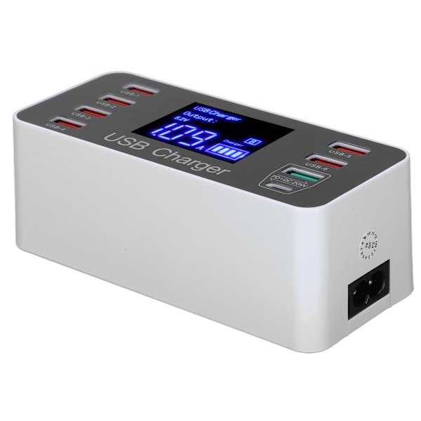 40W USB-puhelimen laturi 8 portilla, kannettava QC3.0 USB C -tyyppinen pikalaturi matkustamiseen, UK-pistoke 100-240V