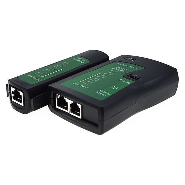 1 stk. sort RJ11 RJ12 RJ45 netværkskabeltester ISDN netværkskabeltester patchkabeltester,