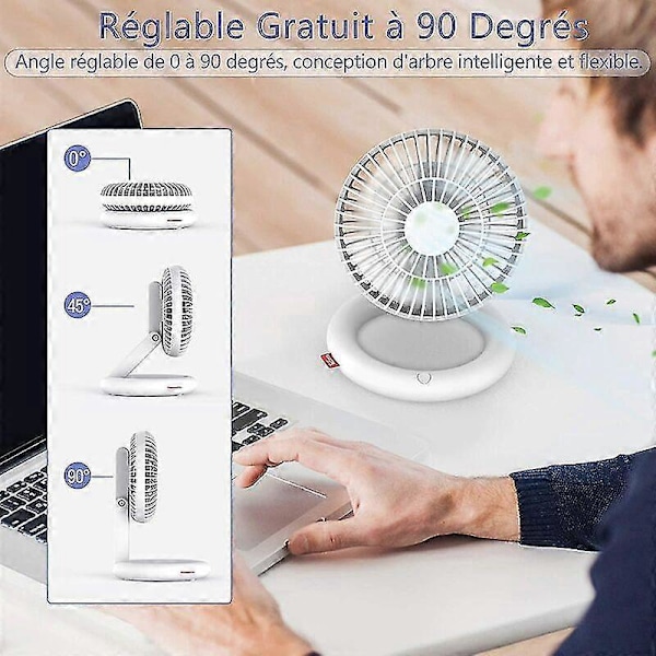 Hopfällbar USB-fläkt, Mini Tyst Fläkt, Portabel Tyst USB-fläkt 3 Hastigheter Justerbar