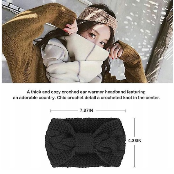 Varmt strikket uld pandebåndsæt med sportshovedtelefoner, sort og mørkegrå