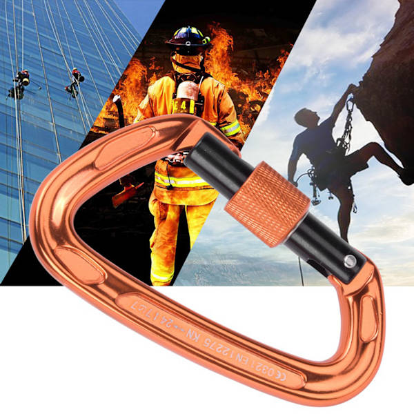 7075 Flygplansaluminium Master Lock Karabiner D-ring Säkerhetsspänne Säkerhetsutrustning Utrustning för utomhusklättring Campingorange