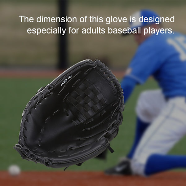 Vuxen Baseboll Tillbehör Vänsterhand Handske För Träningsträningstävling (Svart)