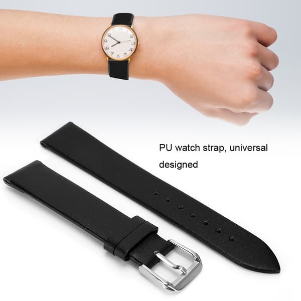 1 par PU læder universal unisex spænde urrem udskiftning urrem (19mm) Sort