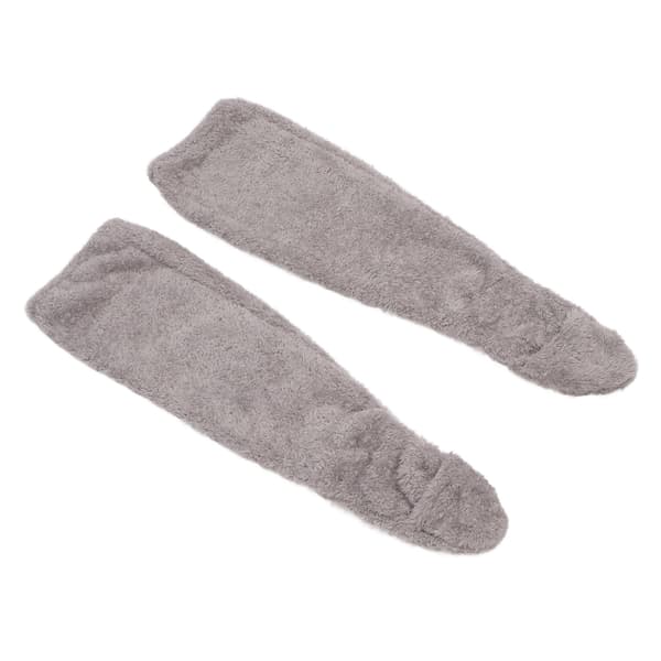 Over Knee Fuzzy Sokker Vinter Hjem Sove Bløde Tykke Åndbare Plys Strømper Benvarmer Grå