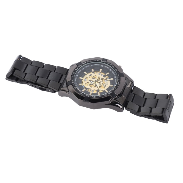 Mann Fritid Lysende Klokke Skull Hul Rustfritt Stål Fasjonabelt tilbehør Armbåndsur Svart Gull