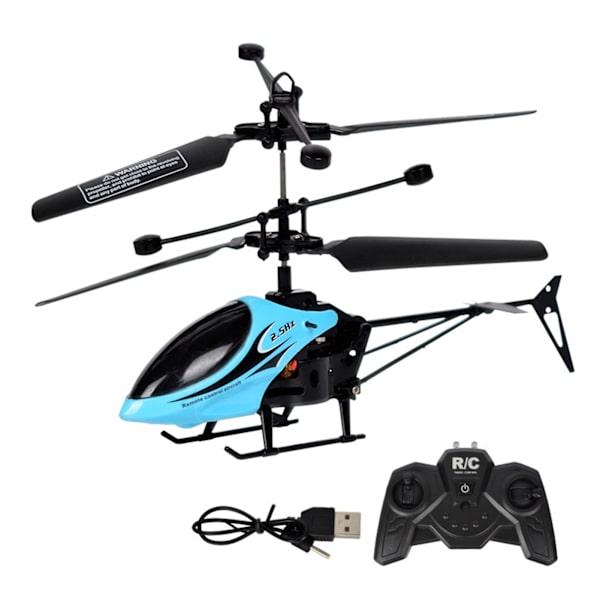 RC Helikopter Fallresistent USB Uppladdningsbar Barn Pojkar Fjärrkontroll Helikopter Leksak för Inomhus Utomhus Blå