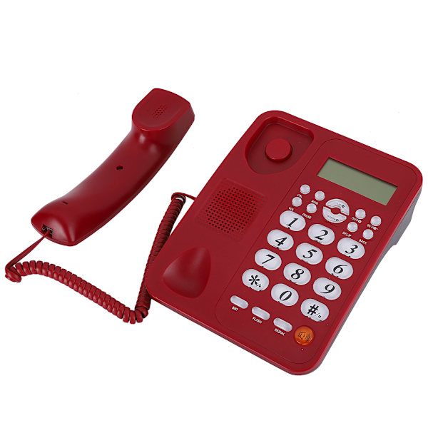 Rød Bordtelefon Hjem Erhverv Fastnet Kablet Telefon Opkalds-ID Fast fastnettelefon