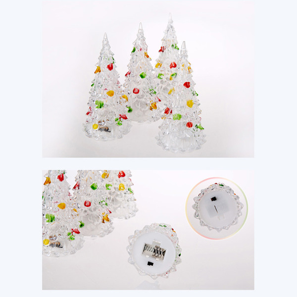 Bordslampa LED Julgran 7 Färgförändrande Ljusa Akryl Julgranar med Ornament Jul Dekoration