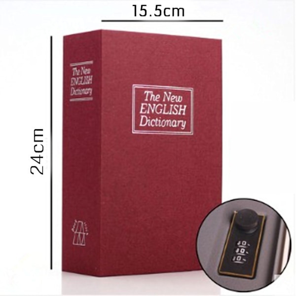 Diversion Book Safe Medium Storlek Förtjockad Inner Vägg Hög Simulerad Bok Safe Kombinationslås för Pengar Värdesaker Röd Medium Storlek