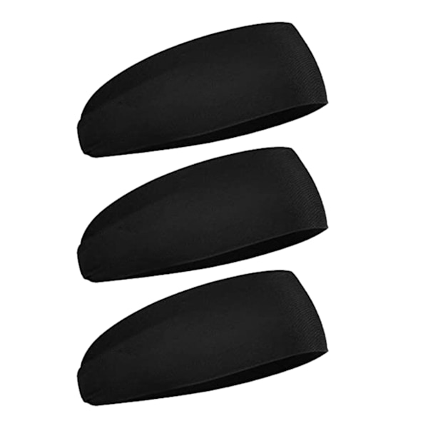 3 Pcs Sports Headband Black Unisex Sports Sweatband for Outdoor Running Cycling Fitness