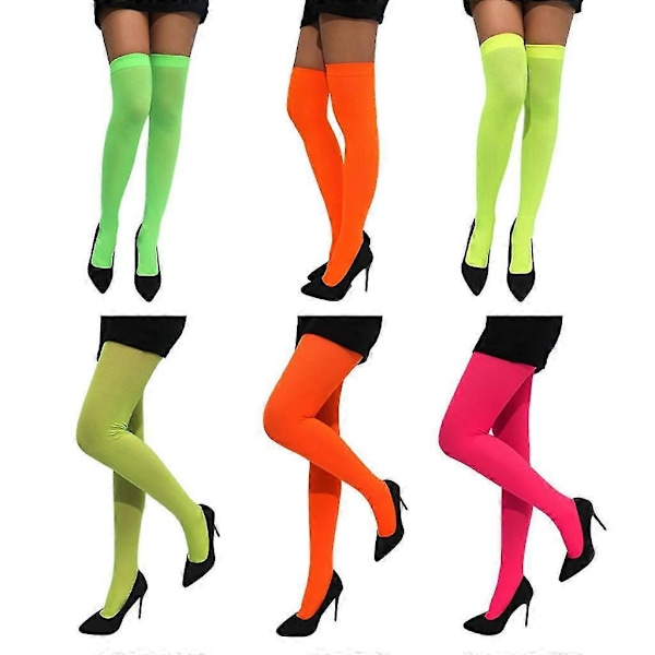 Dame Strømper Candy Farve Multicolor Kvinder Sømløse Lange Strømper Dekor Grøn