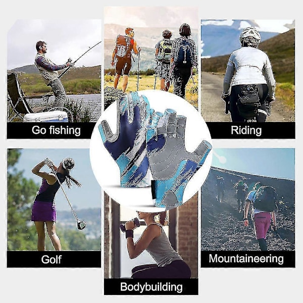 Solhandsker til mænd og kvinder til kajak, vandring, sejling, kørsel, kanosejlads, roning) Blå XL