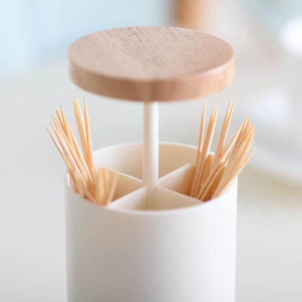Dispenser til bomuldspinde - Dispenser af hvid polystyren, 6 x 11,5 x 6 cm