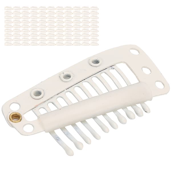100 stk 10 Tenner Parykk Klipp Rustfritt Stål DIY Hårstykke Snap Klipp for Hårforlengelse Beige