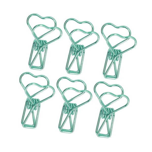 100 kpl Binder Clips Söpö Sarjakuva Sydän Muoto Metalli Ontto Pitkä Häntä Klipsit Paperi Puristimet Toimistotarvikkeet Vihreä