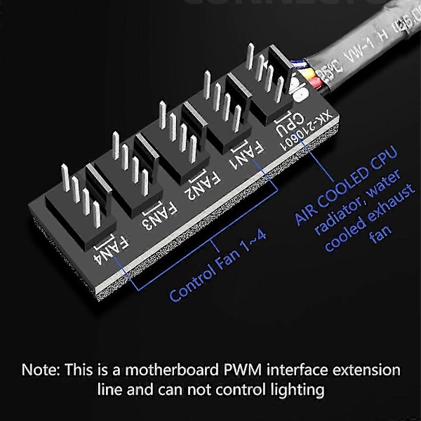 Kotelotuuletin Hub CPU Jäähdytys 5 Porttia 4 Pin PWM Ohjain Useita Pisteitä+kaapeli