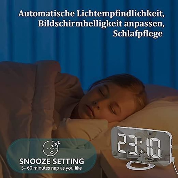 Digital Väckarklocka, LED Digital Klocka, 6.5\" Digital Väckarklocka, Bordsklocka med Snooze, Väckarklocka för Barn, Justerbar Ljusstyrka, Sovrum, Rum