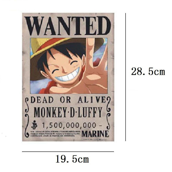 28,5*19,5 cm Anime efterlyst belønningsplakater Boligdekoration Wall Sticker Papir Plakat hængende til væg og dør