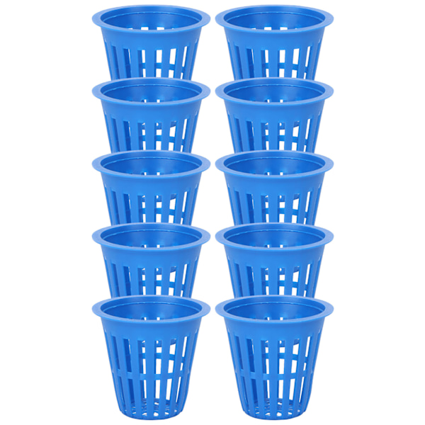 10 STK Plantekurv Hydroponisk dyrkningskurv Plastic Plant Mesh Cup til altan HaveBlå