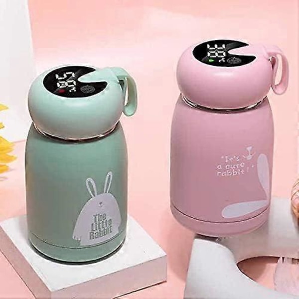 Vannflaske Termokopp 304 Rustfritt Stål Vannflaske Temperatur LED-Display (Kapasitet: 320ML, Farge: Rosa)