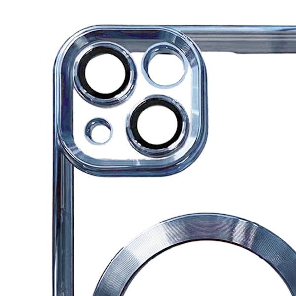 Trendigt galvaniserat magnetiskt sugfullt stötsäkert telefonskal för iPhone Far Peak Blue för iPhone 13