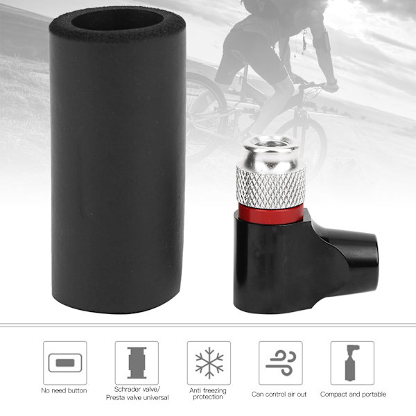 Aluminiumlegering Svart Cykel CO2-däckpump Schrader/Presta-ventil Universal Bärbar Cykelpump Cykelutrustning