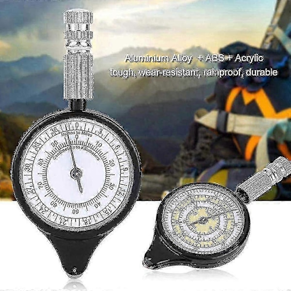 2 st Kartavståndsmätare Odometer Multifunktionskompass Kurvmätare Enhet, Opisometer, Kurvmätare, Distansberäknare Kartmätare Kompass Vandring Camping