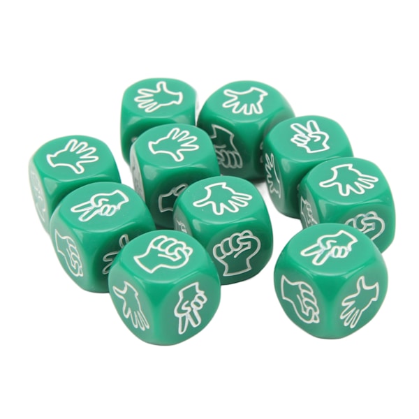 10-pack tärningsspel med 6 sidor, vattentäta, antioxidant, fingergissningsspel, tärningar för brädspel, utbildning, gröna