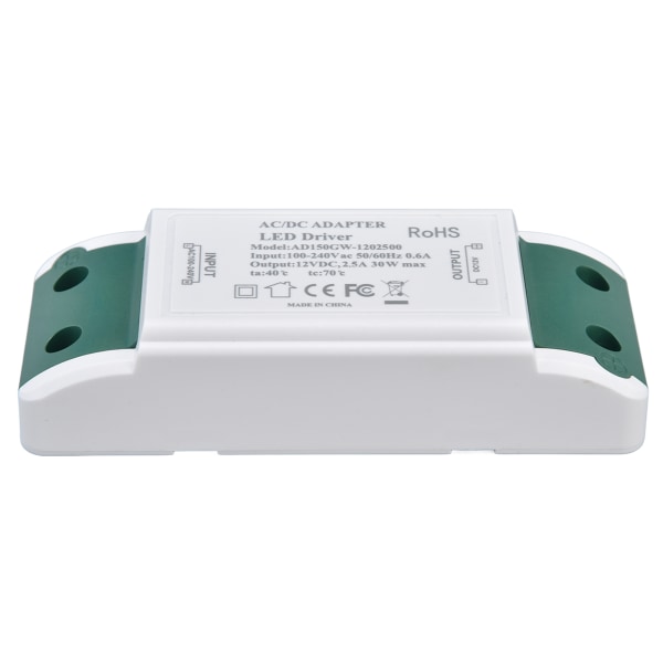 LED-driver 12V DC 30W 2,5A konstantstrømspenning LED-lystransformator for hjemmedekorasjon gjør-det-selv-lampe AC 100‑240V