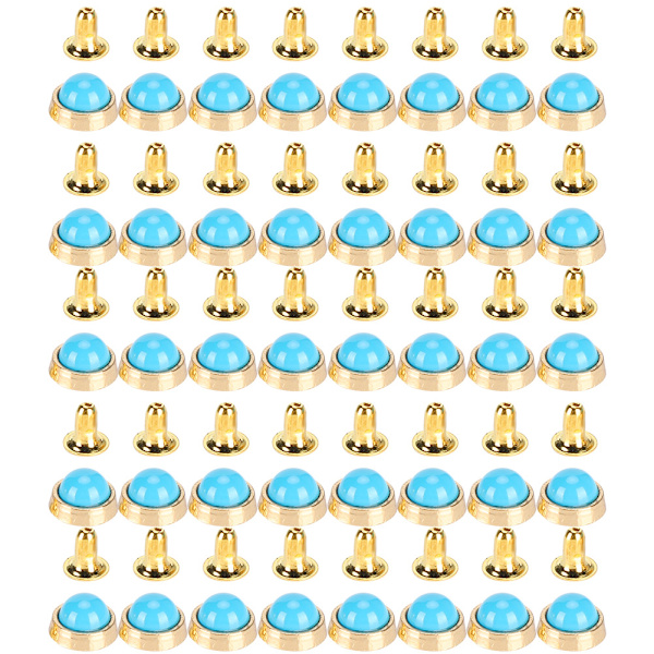 100 set färgade kristallnitar 8 mm DIY zinklegering dekorationsspikar för bagage kläder skor blå