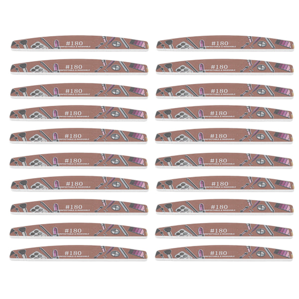 20 stk Sanding Nail File Dobbeltsidig Vaskbar Gjenbrukbar Enkel Operasjon Neglbufferfiler for Manikyrpleie 180 Grid