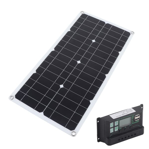 250W monokrystallinsk solcellepanelsett med 10A ladekontroller doble USB-porter for lading av bobiler, biler og båtbatterier