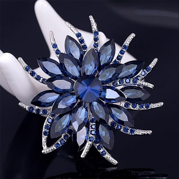 Crystal Flower Brosch - Blå