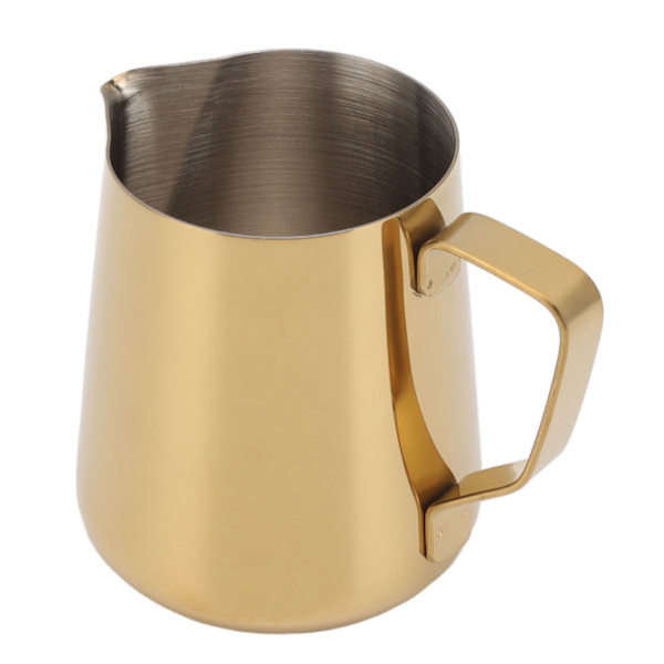 Melkeskummer i rustfritt stål, melkekanne, melkeskummer for kafé, 350 ml, gull