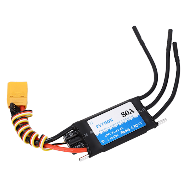 80A RC Båd ESC Vandtæt Sort Multi Beskyttelse RC Elektrisk Hastighedsregulator til Udskiftning