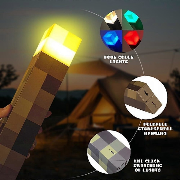Væglampe Natlampe, Håndværkslampe med 4 Farver, LED Natlampe, Sengelampe med USB Genopladelig, 3D Lampe til Cosplay Legetøj Gaver