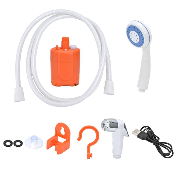 Bärbart utomhusduschset Camping Duschpump Handhållen Spruta för Vandring Resor USB-laddning Orange