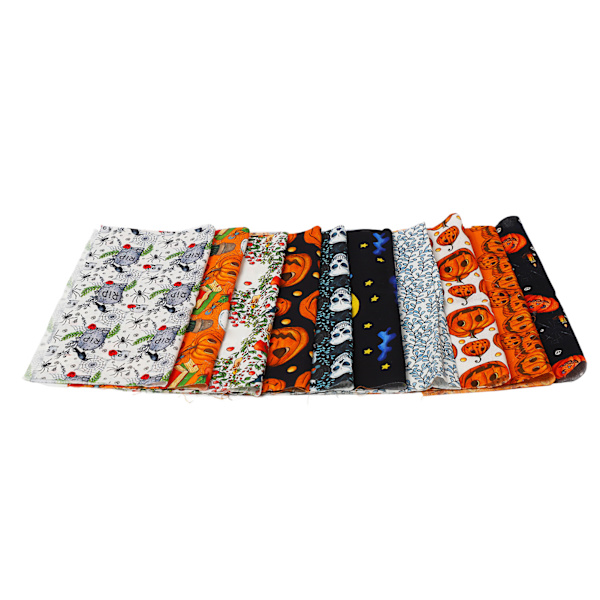 10 arkkia Halloween-puuvillakangas Ghost Pumpkin Skull Print Pattern -tee-se-itse puuvillakangaspaketit ompelua varten 25x25cm / 9,8x9,8 tuumaa