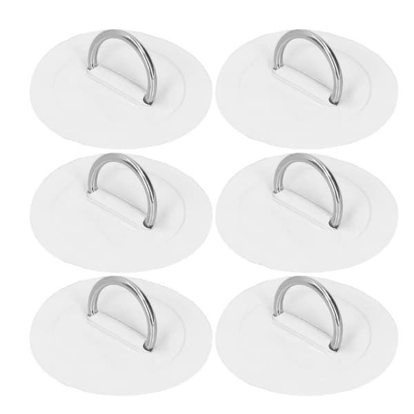 6 stk. oppblåsbar båt kajakk D-ring pute lapp marine fast spenne med elastisk strikk (hvit)