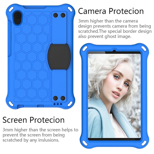 Etui kompatibelt med Galaxy Tab A 8.4inch 2020 T307/T307U Nettbrettetui Anti-Fall med Nettbrettstativ og Stropp(Blu-B13