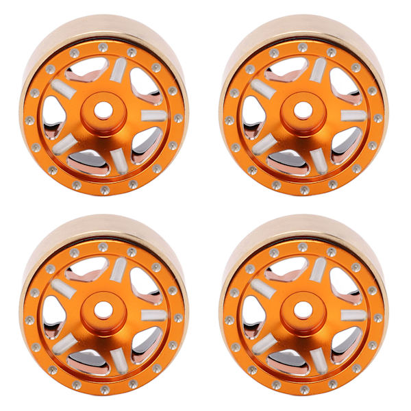 4 st RC Bead Lock-nav för Axial SCX24 1/24 Orange i aluminiumlegering och mässing