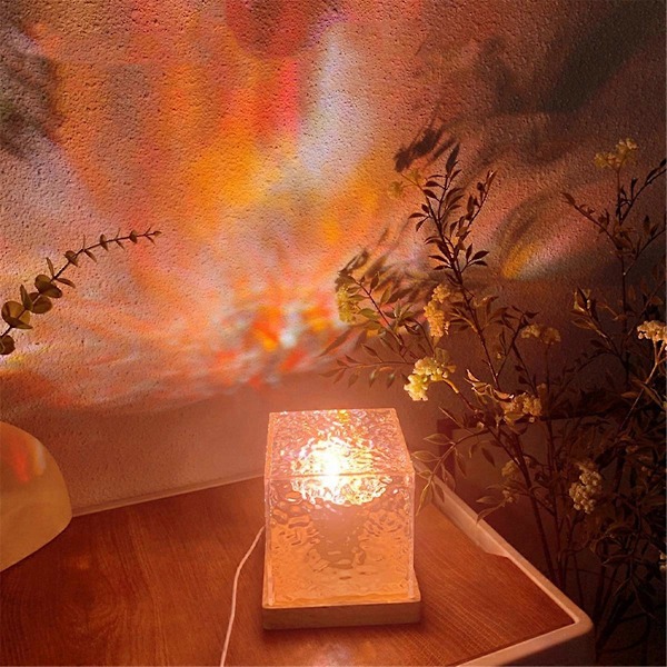 3D Dynamisk Vannbølge Projektorlampe 16-Fargers Krystall Nattlys