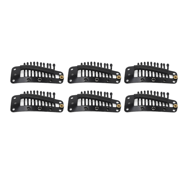 100 st hårförlängningsklämmor Multifunktions 38 mm 10 tänder perukklämmor för hårförlängning DIY Black