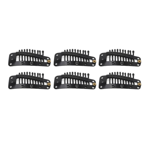 100 stk. hårforlængerclips multifunktionelle 38 mm 10 tænder parykclips til hårforlængelser DIY sort