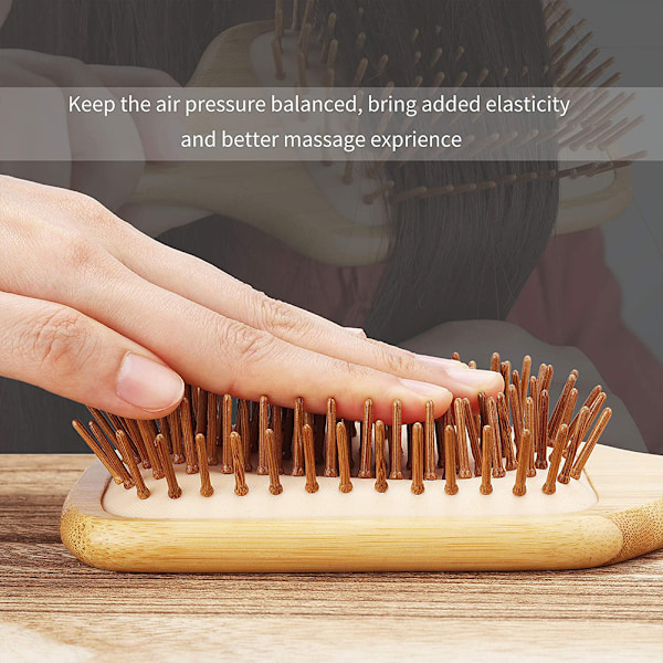 Massageborste i bambu med elastisk luftkudde