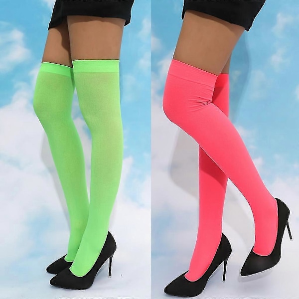 Dame Strømper Candy Farve Multicolor Kvinder Sømløse Lange Strømper Dekor Grøn