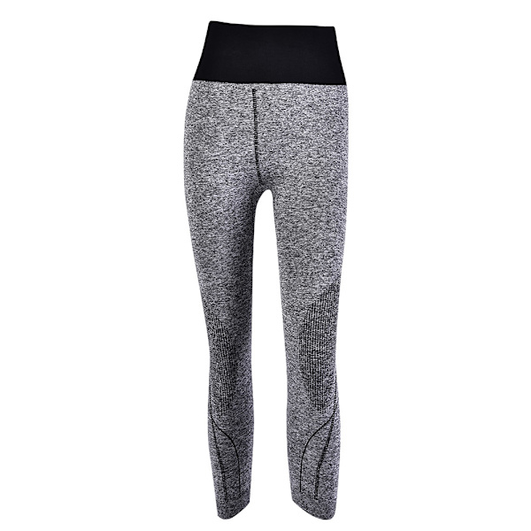 Dam 3/4-längds elastiska tajta byxor leggings för aerobics yoga löpning grå