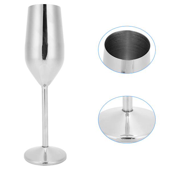 304 Rostfritt Stål Vinglas Champagne Glas Dricksglas 220ML för Bar Fest BankettSilver