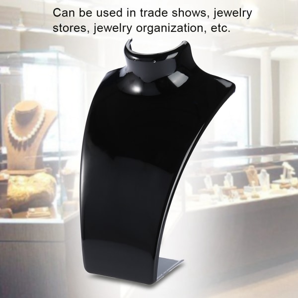 Halskæde Ørering Holder Mannequin Hoved Bust Stand Model Shop Smykker Display Stativ (Sort)